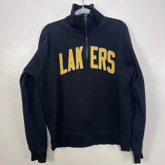 Men's '47 Los Angeles Lakers 3/4 Zip Up Sweatshirt Black and Yellow Large - Picture 4 of 4